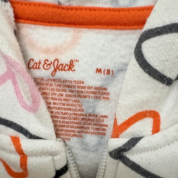 Cat & Jack Heart Pattern Hoodie - Cream, Pink, and Orange - Picture 2 of 3